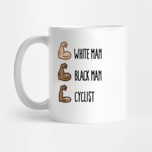 White man Black man Cyclist funny cycling biceps (dark design) Mug